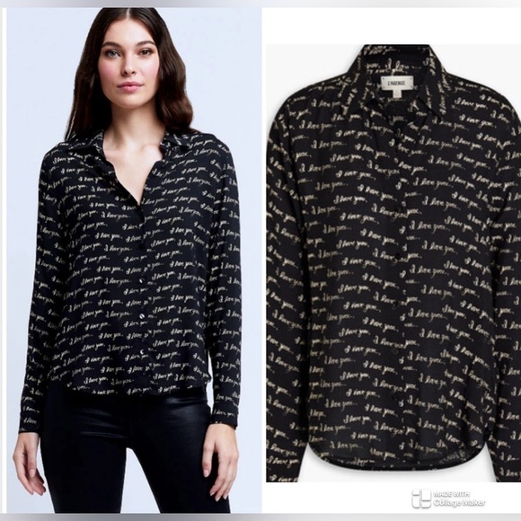 L’Agence Holly printed I love you blouse NWT - Picture 1 of 7